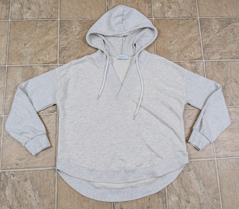 Gilli Stitch Fix sz PL Pullover Knit Hoodie Sweatshirt gray/cream ls 3042